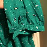 Catherines Womens Artsy Rain Umbrella Popover Top Size 3X Green Slit Sleeve Photo 2