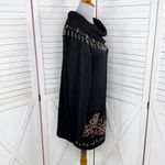 Victoria Jones Vintage 90s Floral Beaded Cowl Neck Tunic Sweater Black Medium Photo 2
