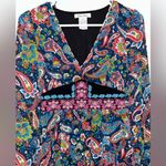 Flying Tomato Anthropologie  Embroidered Waist Paisley Boho Chiffon Dress Size S Photo 1