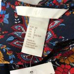 H&M New Paisley Floral Print Ruffle Trim Peplum Blouse Navy Multi Photo 15