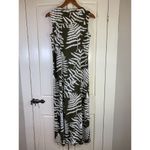 Talbots  Dress Petite Medium MP Sleeveless Green Ferns Leaf Keyhole Woodland Prep Photo 3