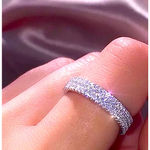 Boutique NEW 14k Gold Plated S925 Triple Row Eternity Round Diamond Wedding Ring, Size 7 Photo 1