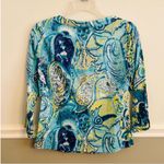 Talbots Women’s Blue Yellow Paisley Pleated Top Size Petite 4 Photo 2
