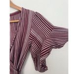 Free People Wrapped Around My Finger Top Ruffle Sleeve Burgundy V Neck Tie Boho Photo 3