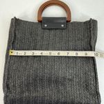 Most Wanted MW Crossbody Bag Woven Style Wood Handle Bag Adjustable Strap Black Photo 11