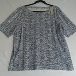 Chico's  4 US Size XXL White Blue‎ Dots Ultimate Knit Tee Top Coastal Beach NEW Photo 0