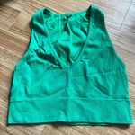 Garage green cropped ribbed deep v-neck cami Photo 0