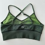 Alo Sports Bra Womens Small Yoga Seamless illusion Movement Strappy Back Gym Green Photo 2