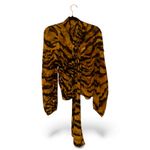 Dolce & Gabbana Sheer Silk Tiger-Print Bow Chiffon Blouse (Size Approx S) RARE Photo 4