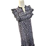 Rails  Print Maxi Dress Ruffle Sleeveless Black Trim Tiered Long Dress XS S Photo 1