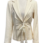 Bloomingdales Bloomingdale’s Ivory Wool Blazer with Lace Tie Front – Size 10 Romantic Bridal Photo 0