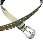 MMS Design Studio Tan Leather Weatern Rhinestone Belt Size Large Brown Photo 0
