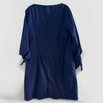 Lafayette 148 NY Kenna Finesse Crepe Dress Navy Blue Tie Sleeve Large l US 10 12 Purple Photo 5