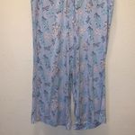 Honeydew blue floral stretchy comfy wide leg capri pajama pants Size L Photo 2