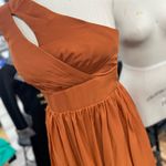 Long Bridesmaid Dress with Slit Pockets Chiffon Formal Dress for Women 12 Orange Photo 1