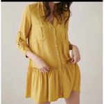 ZARA Long Sleeve Shirt Dress XS Pocket Yellow Photo 1