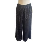 Michael Kors Michael Kors Black Sequin Wide Leg Cropped Pants Women's Size M Photo 1