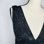 Cache  Black Cocktail Dress 90s Y2K Black Sz 2 Beaded Top Vintage V-Neck Photo 3