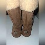 BEARPAW Womens Size 7 BROWN SUEDE FUR LINED Pull On Flat BOOTs MARISSA Photo 1