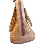 Brighton Lucile Croc Satchel Handbag, Tan and Pink Photo 9