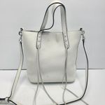 Rebecca Minkoff ‎ White Pebbled Leather Unlined Small Whipstitch Tote Bag Purse Photo 3