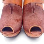 UGG  Nicco Leather Calf Hair Platform Peep Toe Slingback Sandal Brown Size 8.5 Photo 11