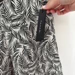 Tahari Wide Leg Linen Pants Black White Palm Leaf Print Belted Size Large NWT Photo 3