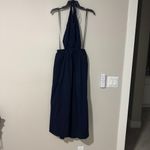 STAUD Vanessa halterneck cotton blend poplin dress pocket tie back midi navy M Blue Size M Photo 3