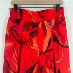 A New Day Cropped Pants Womens Large Red Orange Floral Print High Rise Wide Leg Photo 2