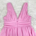 SheIn  Barbie Pink Mini Party Dress Deep V‎ Neckline Tiered Hem Size Large New Photo 7