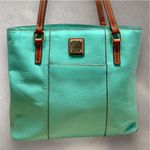 Dooney & Bourke Lexington Blue Aqua Pebbled Leather Double Handles Tote Bag Photo 0