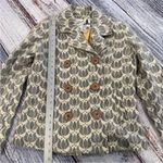 Fossil Vintage Y2K  Women's Wool Blend Insulated Gray Patterned Pea Coat Jacket Photo 9