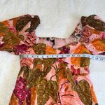 Kourt Tropical Leaf Puff Sleeve Mini Dress Pink Orange Multicolor Size S‎ NWT Photo 3