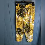 August Silk  Yellow and Black Patterned Blouse w/ Matching Capri Pants | Sz S Photo 3