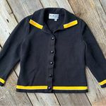 Vintage The Michael Collection Wool Knit Collared Button Up Sweater Black Size M Photo 1