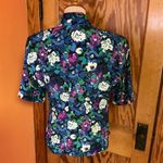 Vtg 90s bright floral Nicola wrap around blouse Blue Size 12 Photo 9