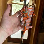 Billabong  Low Rise Orange Pink Blue Paisley Ruched String Bottoms Size Large Photo 2