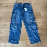 Cello - Wide Leg Cargo Denim Jeans in Blue Photo 0