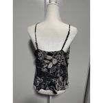 Vintage Floral Cami Top Lace Trim Black Sleeveless Casual Tank Top Womens Large Photo 2