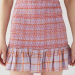 Urban Outfitters NWT Linen Rosemary Plaid Smocked Mini Skirt Pink Purple Small Photo 1
