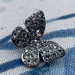 Rhinestone silver butterfly stud earrings gift girlfriend wife birthday present White Photo 2