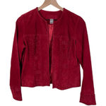 Chico's Vintage  Red Suede Leather Embroidered Jacket Size Small Western Cowgirl Photo 0