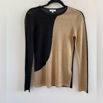 Reiss  Adele Metallic Color-Blocked Sheer Long Sleeve Knit Top Size Small Photo 3