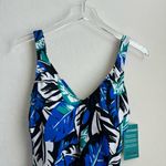 Maxine of Hollywood  Swim One Piece Blue Green Black White Tropical Leah NWT Photo 1