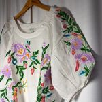 Sundance NWT White Embroidered Floral Blouse Vallejo Top M Boho Bright Peasant Photo 1