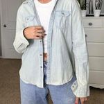 American Eagle Women's Lightwash Denim Shirt Photo 6