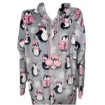 Munki Munki Ladies' Luxe Plush Hooded One Pc Pajama Penguin Gray/Pink Sz L Photo 8