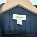 Style & Co | Women's Navy Blue Striped Button Up Tiered Tunic Shirt, Plus 1X Photo 2