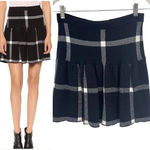 Alice + Olivia Kimbra Skirt Check Plaid Knit Sweater Drop Waist Black Size Small Photo 1