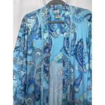 In Bloom By Jonquil Short Robe Womens Size 1X Aqua Blue Paisley Belted Photo 1